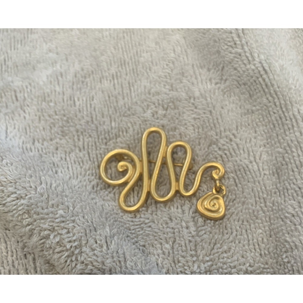 Vintage Signed Anne Klein Gold Tone Abstract Swirl Pin